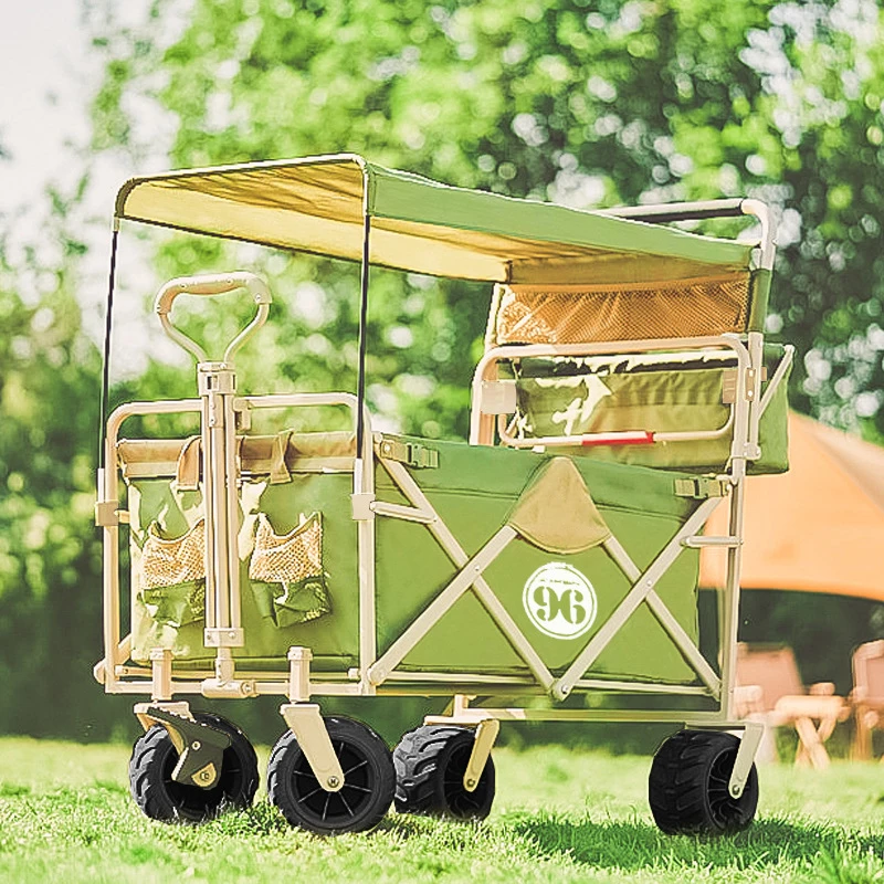 F038 Utility portable folding outdoor camp park cart beach stroller wagon with canopy