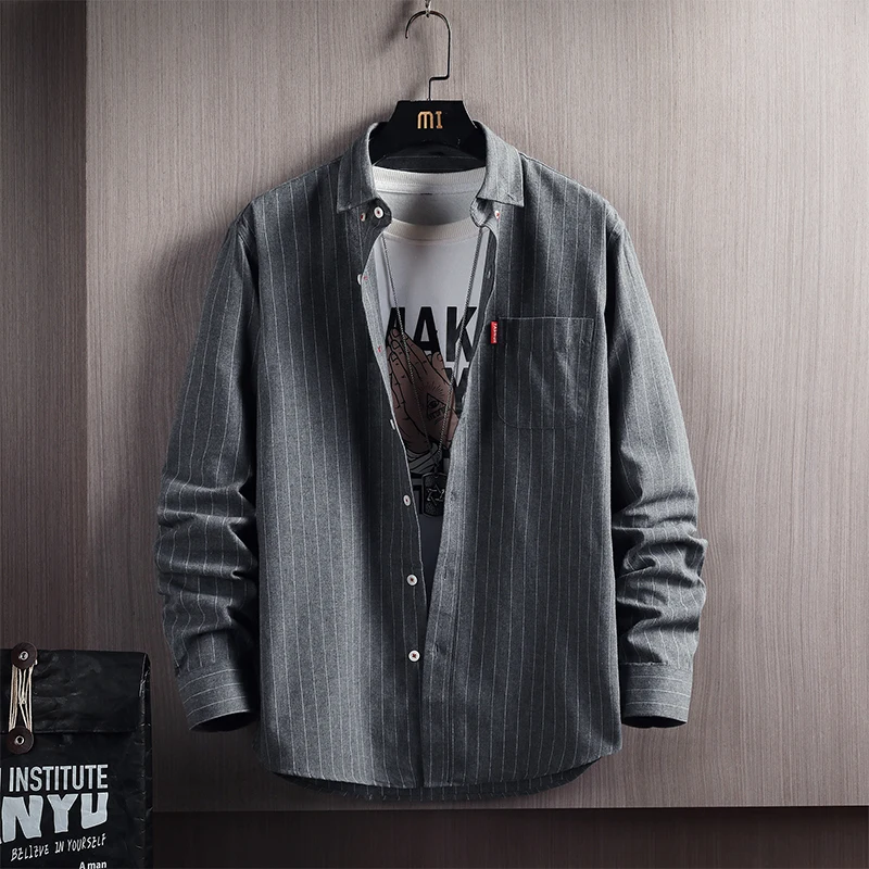 

Повседневная рубашка в клетку с длинным рукавом для мужчин, новая корейская версия, модная, приталенная, легкая, летняя, для ранней осени