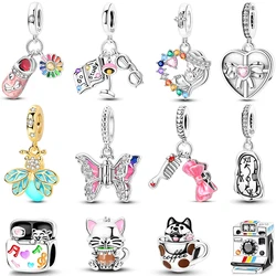 New Charms Fit Pan 925 Silver Bow Princess Pink Cute Pet Mother Love Sports Multiple Styles Original Bracelets DIY Fine Jewelry