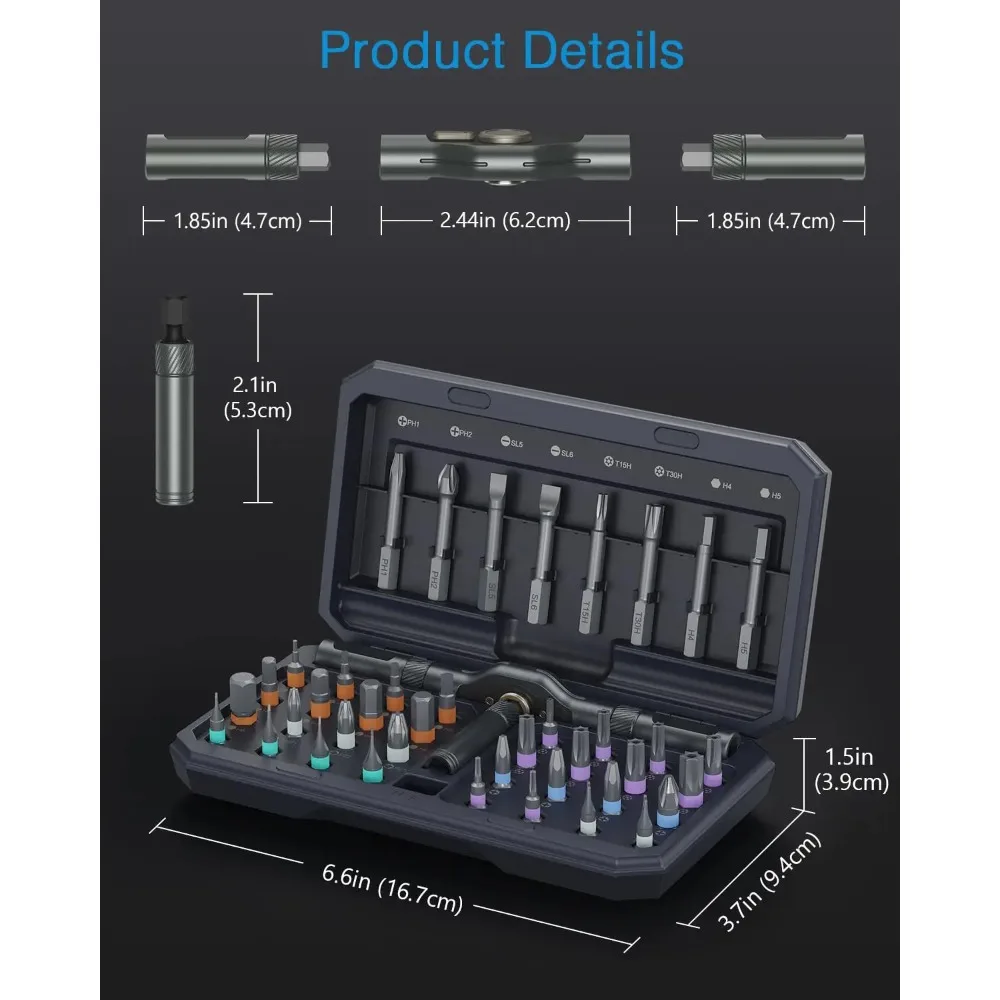 42 in 1 Magnetic Screwdriver Set Multi Bit Ratcheting Screwdriver T Handle Repair Tool for Furniture Computer Bicycle and DIY