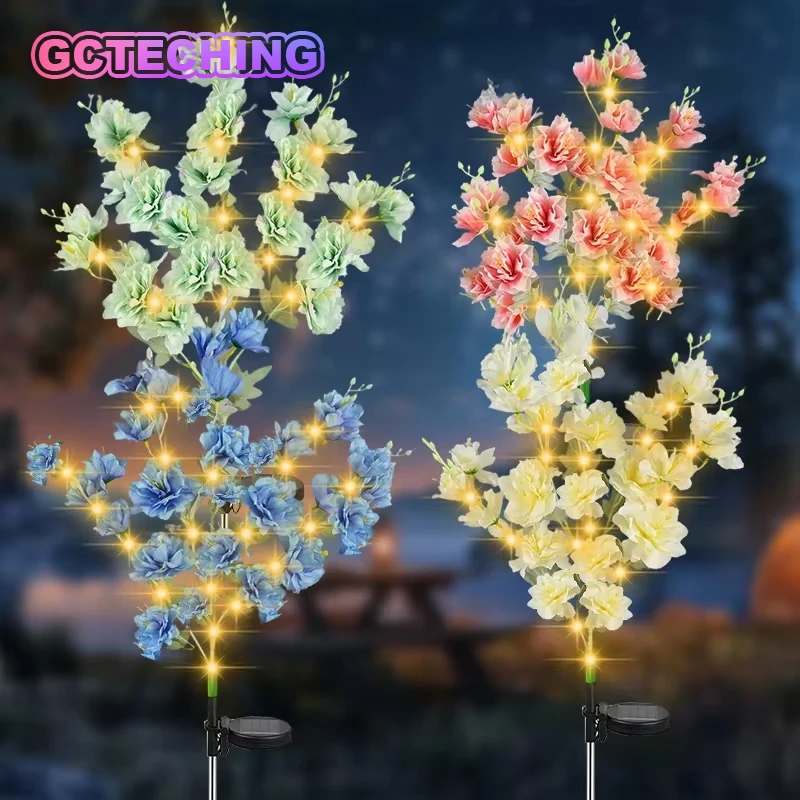 

8 Modes Solar Lights Outdoor Decorative Solar Garden Lights Rose Flower Lawn Lamp for Yard Patio Garden Decor