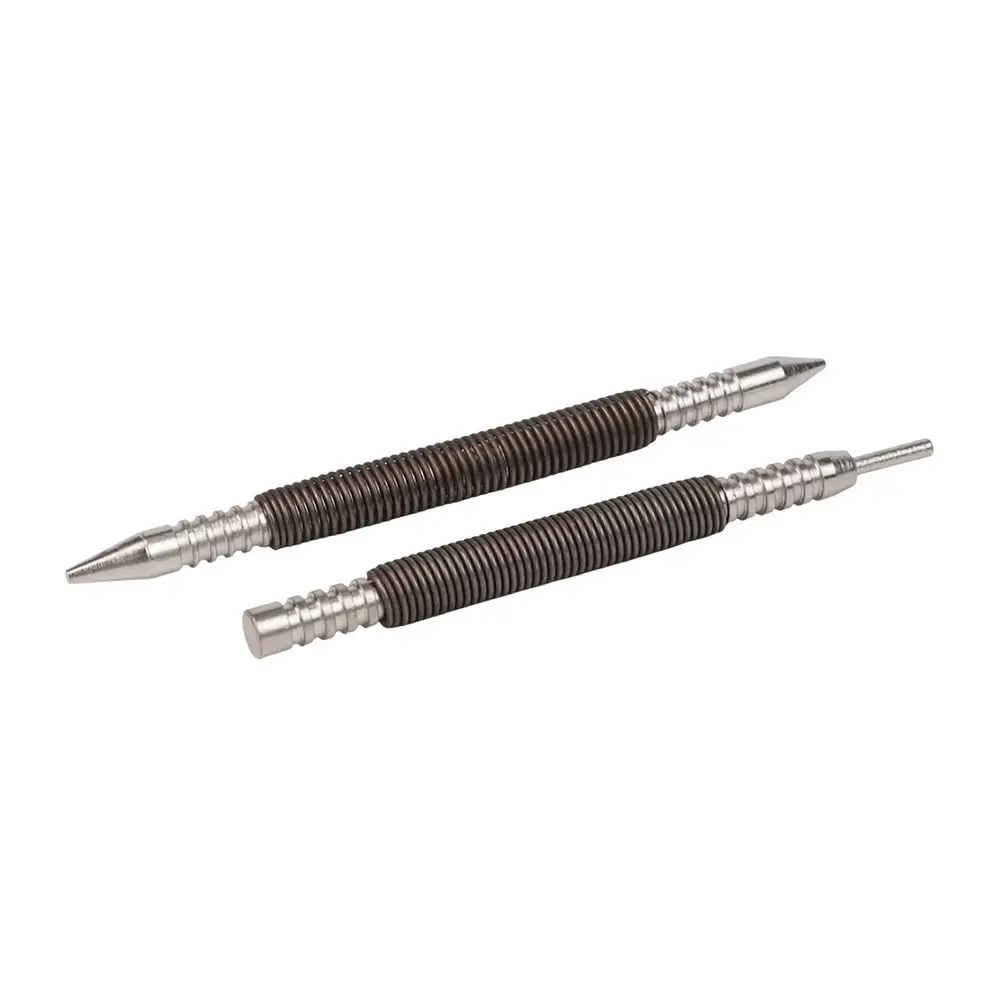 1Pcs Hammerless Spring Nail High Carbon Steel Spring Loaded Center Holes Punch Pointed/Flat Dual Head Setter Nail Punch