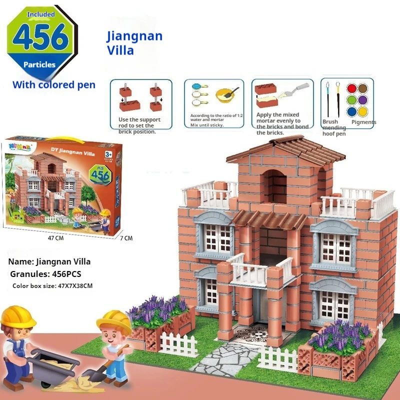 Children\'s brick building models small bricklayers handmade DIY wall building educational toys for early childhood education