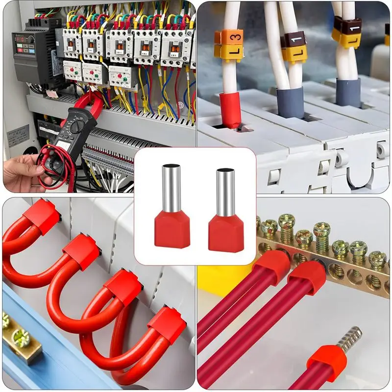 DT17 150Pcs Twin Wire End Ferrules, 2x10mm² Dual Entry Cord End, Insulated Wire Terminal Connector, DIN Color Coded