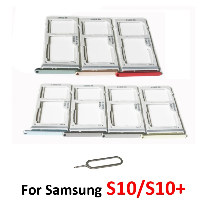 Phone SIM Card Tray For Samsung Galaxy S10 Plus S10+ G975 G975F G973F G973 New Micro SD Card Adapter Holder