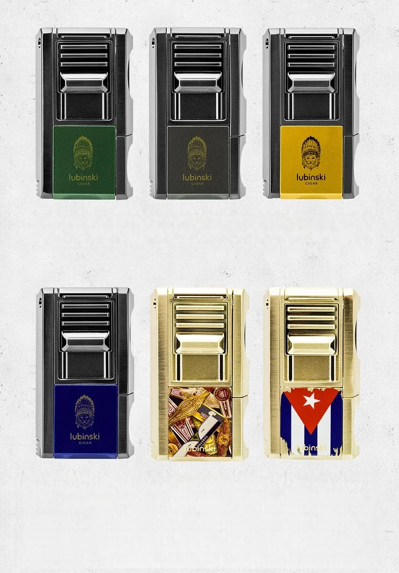 

Многофункциональная зажигалка для сигар LUBINSKI из цинкового сплава с V-образным резаком, пробойником и подставкой для сигар. Высококачественный роскошный аксессуар для сигар.