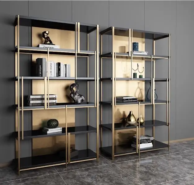 

Stainless steel shelves with floor-to-ceiling art deco shelves for simple storage