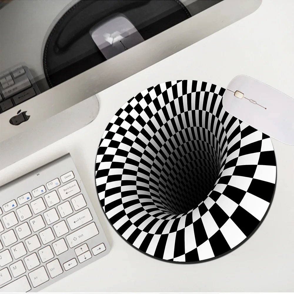 3D Illusion Non-slip Round Small Mouse Pad Mouse Mats Rugs Gaming Accessories DeskMat for The Mouse Gamer PC Laptop Desktop Mat