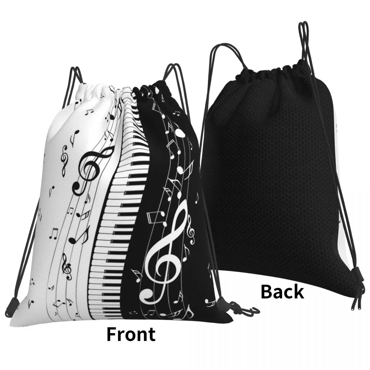 Abstract Piano Keys With Musical Notes Backpacks Multi-function Drawstring Bags Sports Bag Book Bags for Travel School