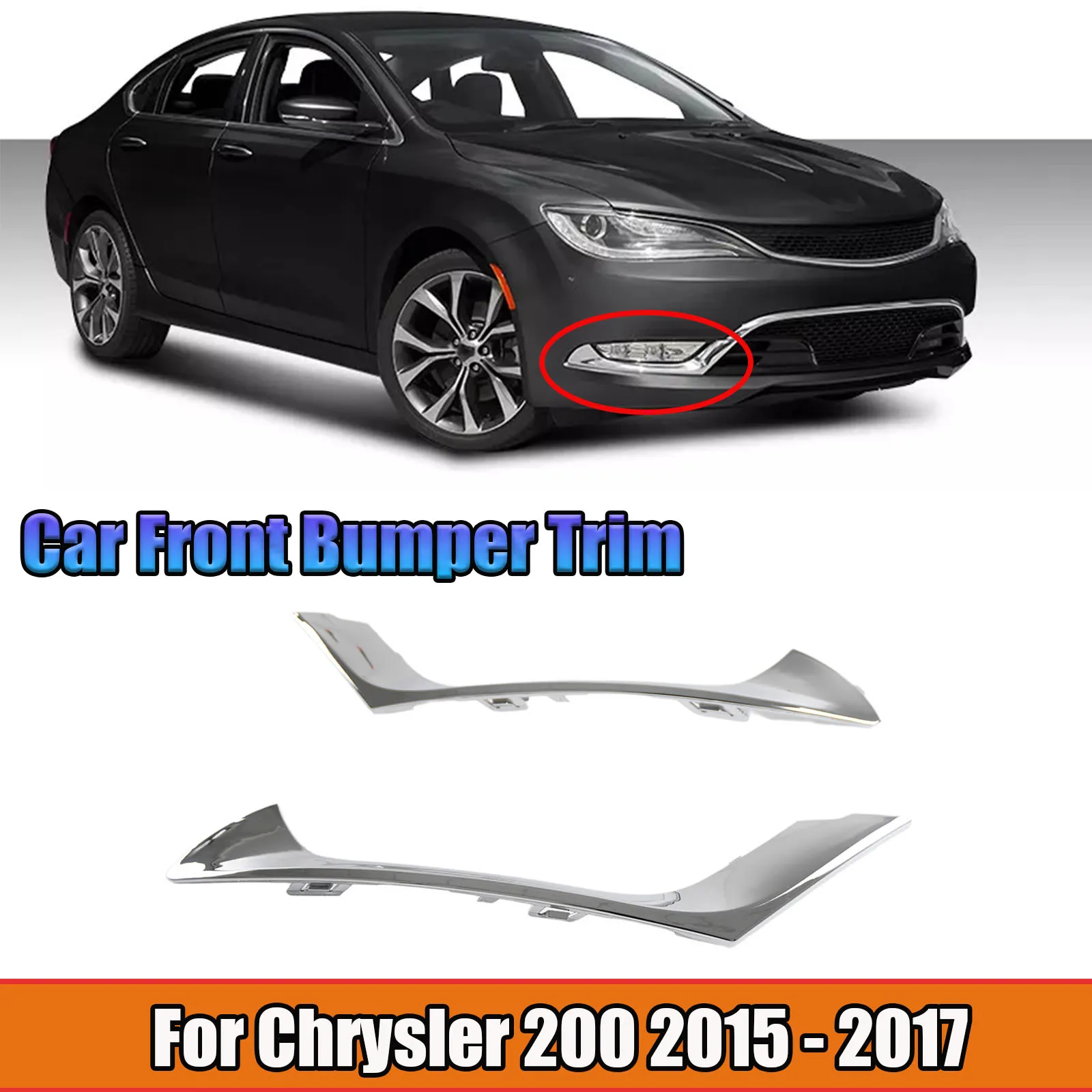 

Для Chrysler 200 2015-2017, пара накладок на передний бампер, автомобильные аксессуары, обвесы, серебристые запасные части OE CH 1046108 CH 1047108