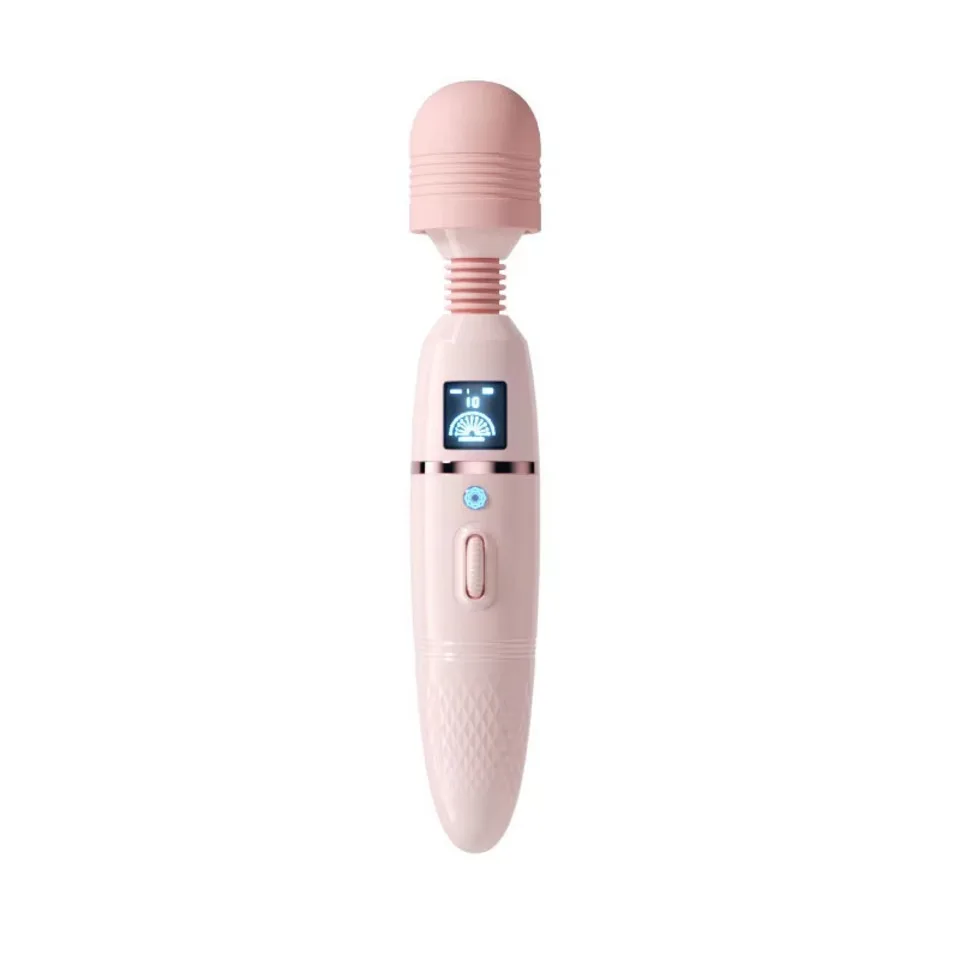 Elephant LCD AV Stick Female Sex Toy Warming Strong Shock Massage Electric Manual Vibrator Stick White Pink Adult Pleasure