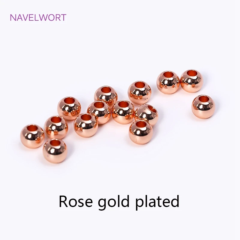 2/2,5/3/4/5/6 mm 18 Karat vergoldete lose Perlen aus Messing, runde Distanzperlen für Armbandherstellung, Zubehör für Schmuck – Detail 26