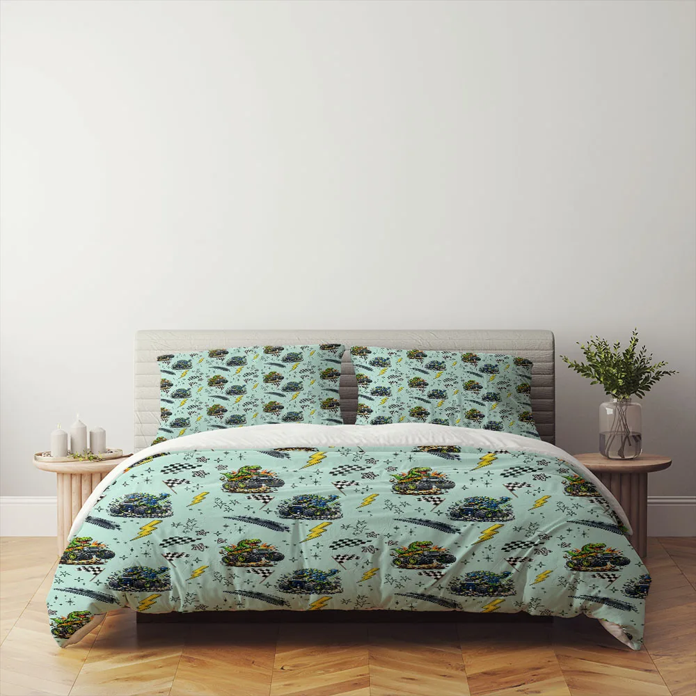 Monster Truck Relay Children Duvet Cover Set Single Double King Twin Full Queen Bed Linen Set