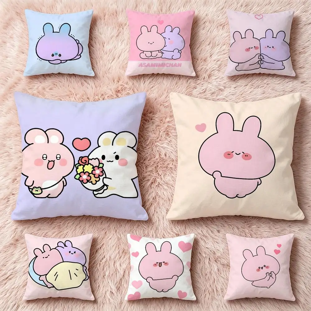 character Asamimichaan Asleep Cushion Cover Pillow Short Plush Pillow Cute Simple Style For Living Room Bedroom Birthday Gift