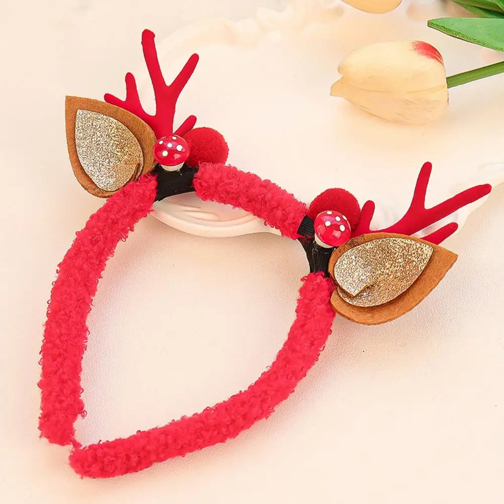 

Reindeer Ears Headband Christmas Headband Festive Reindeer Headband with Sequin Leaf Decor Christmas Antler Hairband for Ages