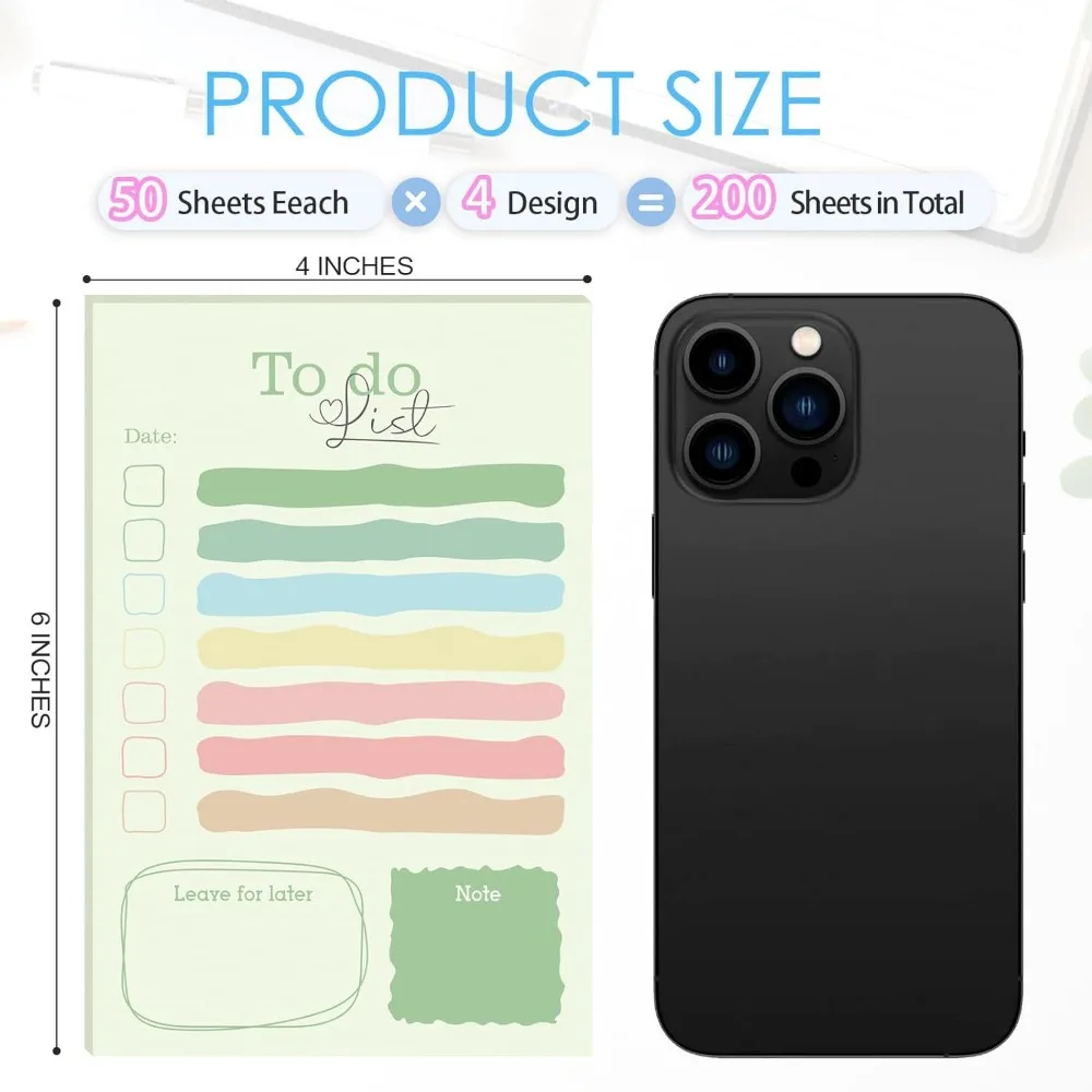 Picture 7: 4pcs Cute To Do List Notepad Daily Planner Checklist Pad Kawaii Pastel Stationery for Office School Tasks Notes Organization