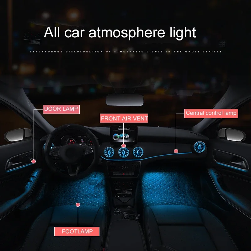 64-color Ambient light w205 w213w177w176w117 Turbine Luminous Air Vent Outlet For Mercedes-Benz A/C/E/GLC/GLA/CLA  Class