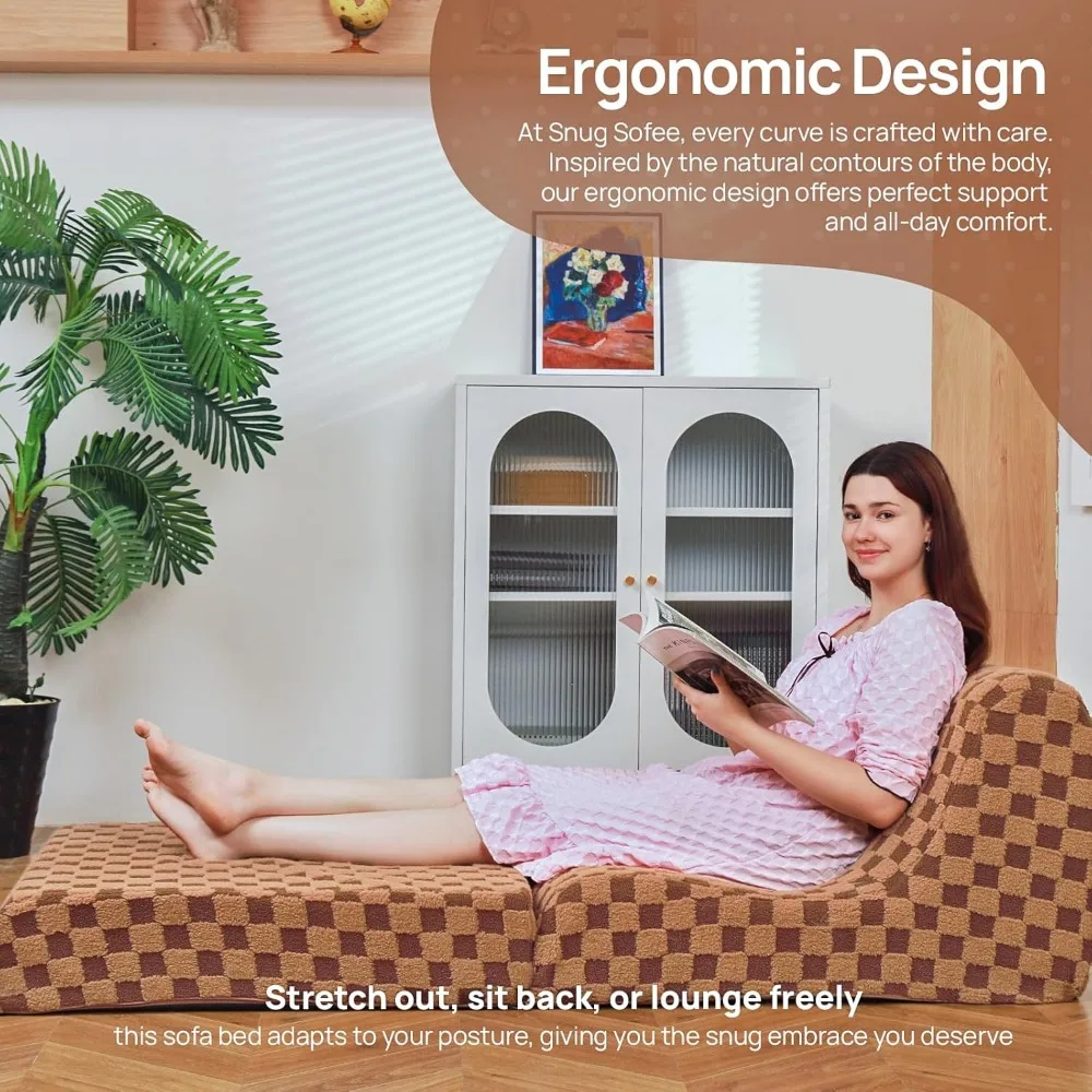 Bean Bag Chair for Adults, Folding Sofa Bed, Convertible Sleeper Lounge Chair, Full Foam Filling Comfy Floor Sofa, Folding Chair