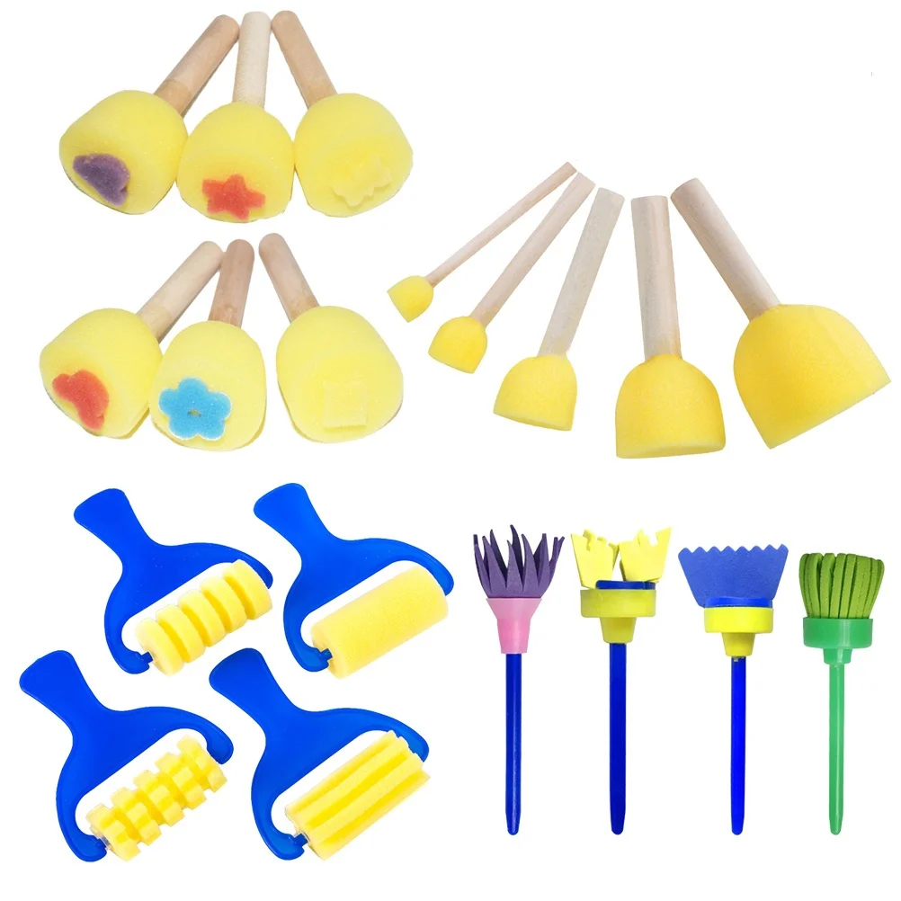 

19Pcs Kids Painting Craft Sponge Set Creative DIY Tools for Art Projects Early Education Rubbing Sponges Washable Reusable