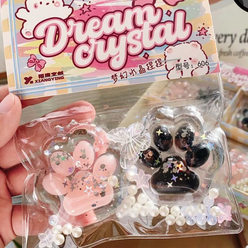 Squishy gato pata pitada brinquedo fidget recuperação lenta alívio do estresse brinquedos cubo transparente blingbling squeeze brinquedo presente para crianças