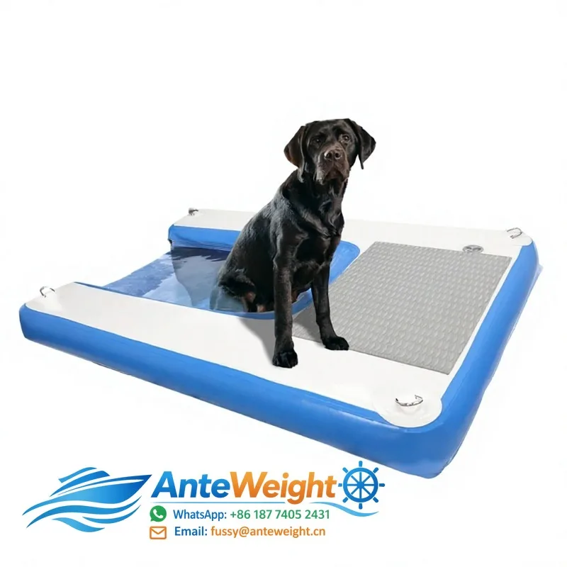 Inflatable Dog Boat Ramp PVC Non-slip Floating Platform Pet Water Ladder 60x40