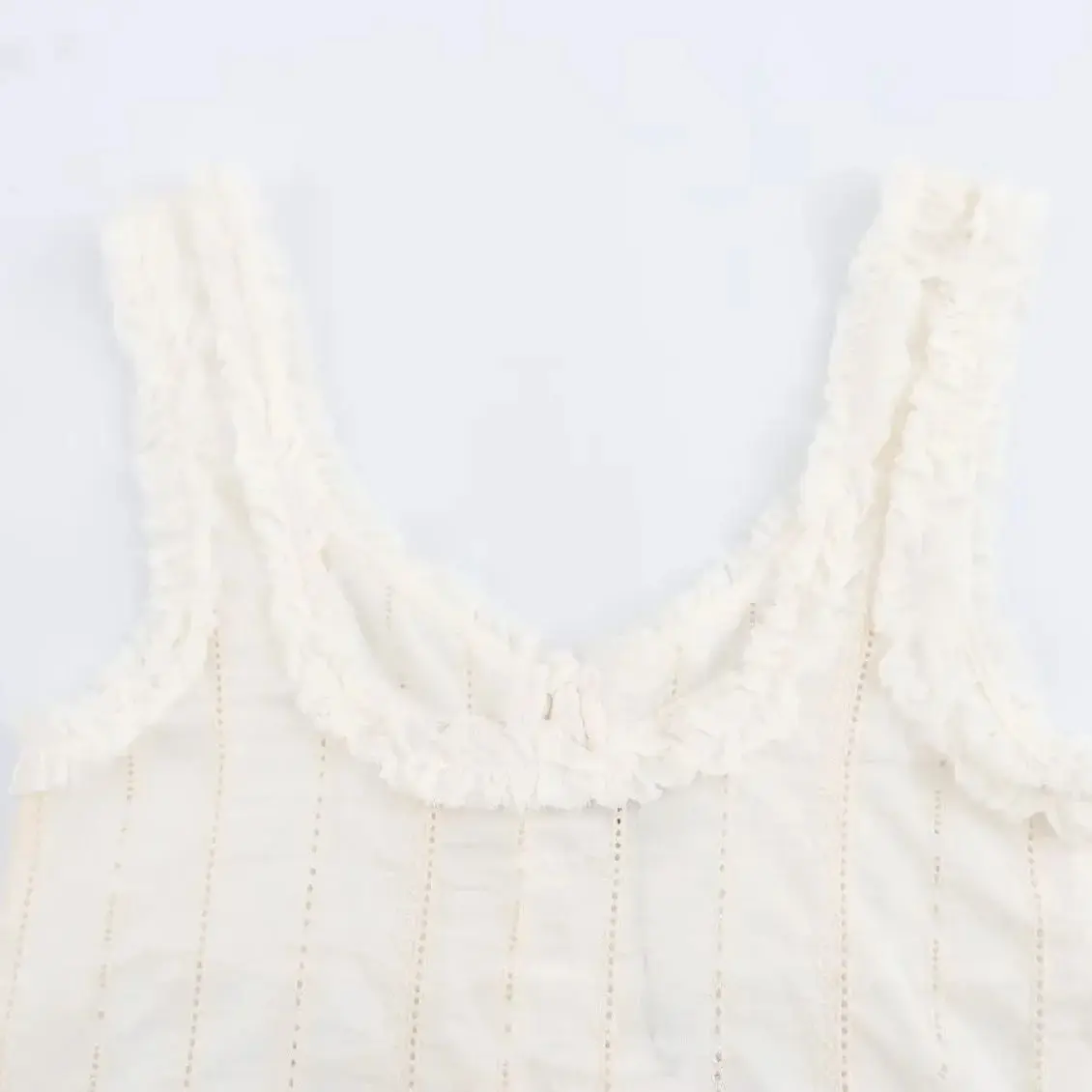 TRAF Cozy Women Summer Camisole Lace Up Sweet Outfit Women Cropped Tops Straps Rufflled Hem Tied Front Comfy Tanks 