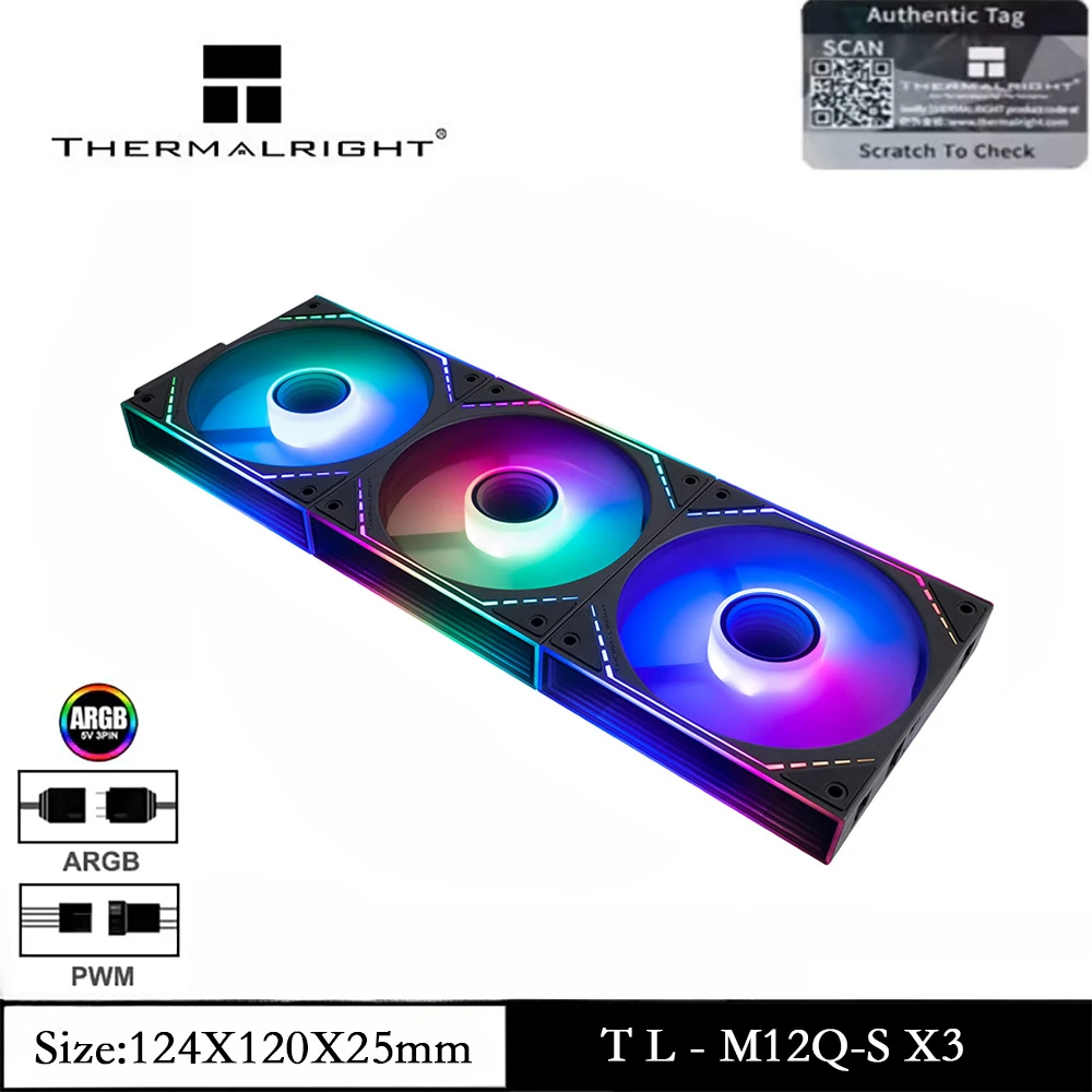

Thermalright TL-M12Q-S X3 Computer Case Fan, 3-In-1 ARGB 120mm PC Case Fan/Daisy Chain/Infinity Mirror/Silent/PWM