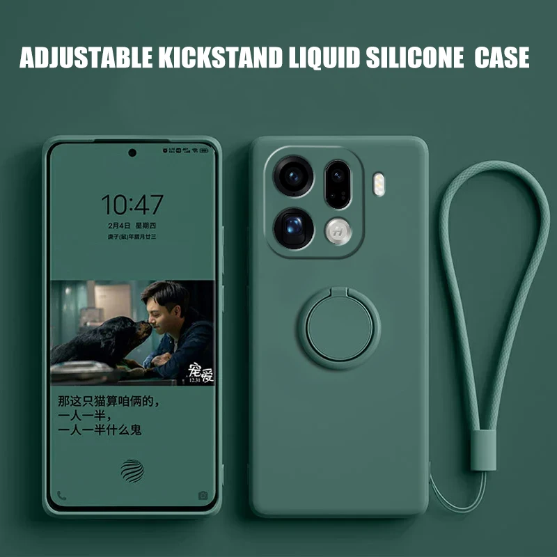 Fall für Oppo Find X9 Pro Finger Ring Ständer Halter Silikon Abdeckung für Find X8Ultra X8s + Einfarbig Objektiv Schutz weiche Funda