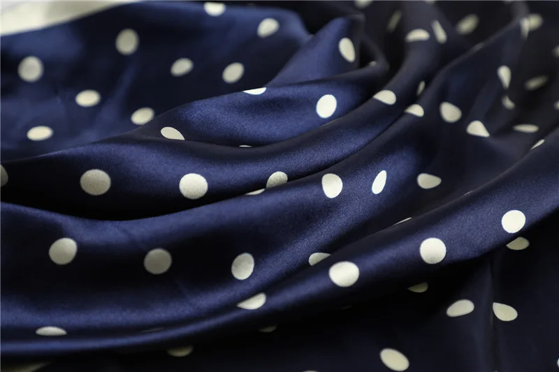 Polka Dot Kopftuch Seide Satin Hals Schal Für Frauen Drucken Hijab Schals Weibliche 90*90 cm Quadratische Tücher und Wraps Schals Für Dame – Detail 16