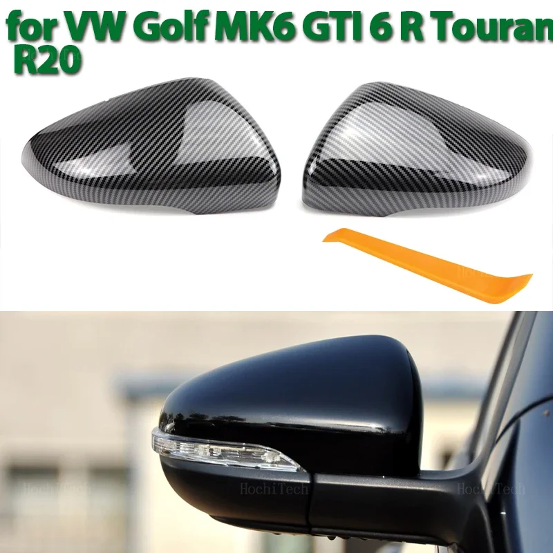 Für Volkswagen VW Touran, MK6 Golf6 GTI 2009–2019, Autozubehör, Carbonfaser-Look, schwarze Spiegelabdeckung, Ersatz
