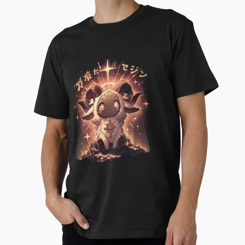 Cute Satan Goat Cult of the Lamb Themed Horror game Gift T-Shirt for gamer 100% Cotton Short-Sleeve Unisex Tee All Size Tops
