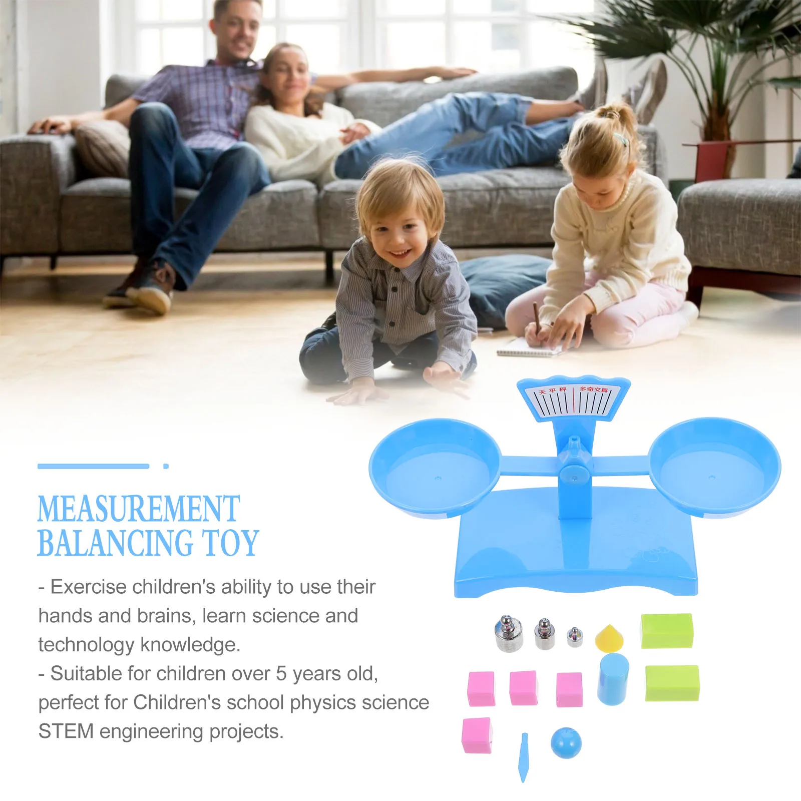 1 Set Balance Scale Math Weighing Scale Kit For Kids Science Measurement Balancing Play Hands-On Coordination