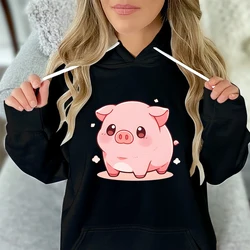 Kobiety/mężczyźni świnia Kawaii bluza z kapturem z motywem kreskówkowym bluza z kapturem unisex zabawny miłośnik zwierząt prezent moda Casual bluzy z kapturem kreskówka świnia klasyczne bluzy