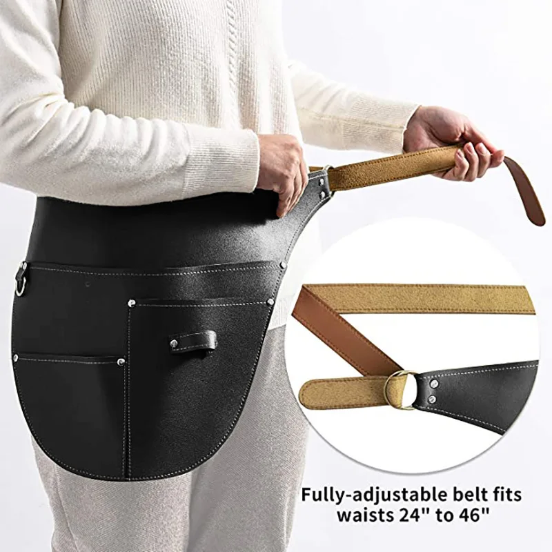 Multifunctional Waist Pack PU Leather Apron Adjustable Gardening Carpentry Electrician Multi-Pocket Apron