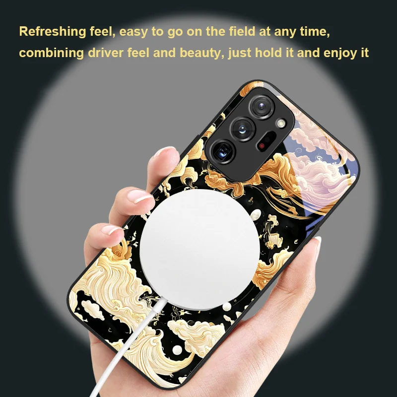 For Samsung S 23 25 24 21 Ultra 22 26 Magnetic Glass Phone Case Black Gold Tai Chi Pattern Exquisite Dust protective cover view 6