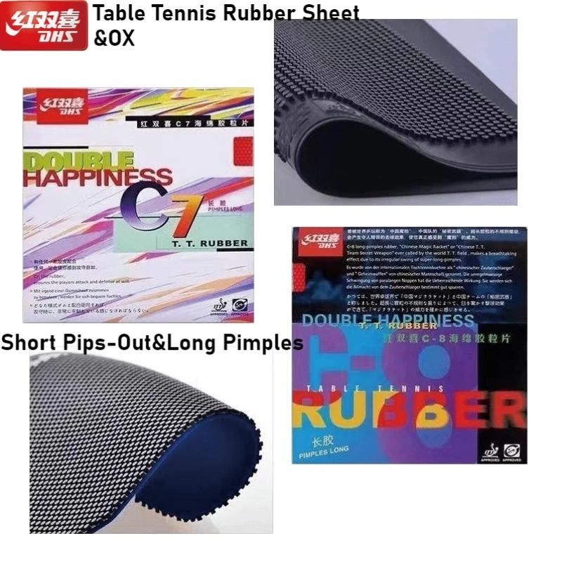

DHS OX и резиновый лист для настольного тенниса с короткими шипами/длинными шипами с синей/оранжевой губкой 1 мм для пинг-понга, резиновые петли для быстрого атаки и странного спорта