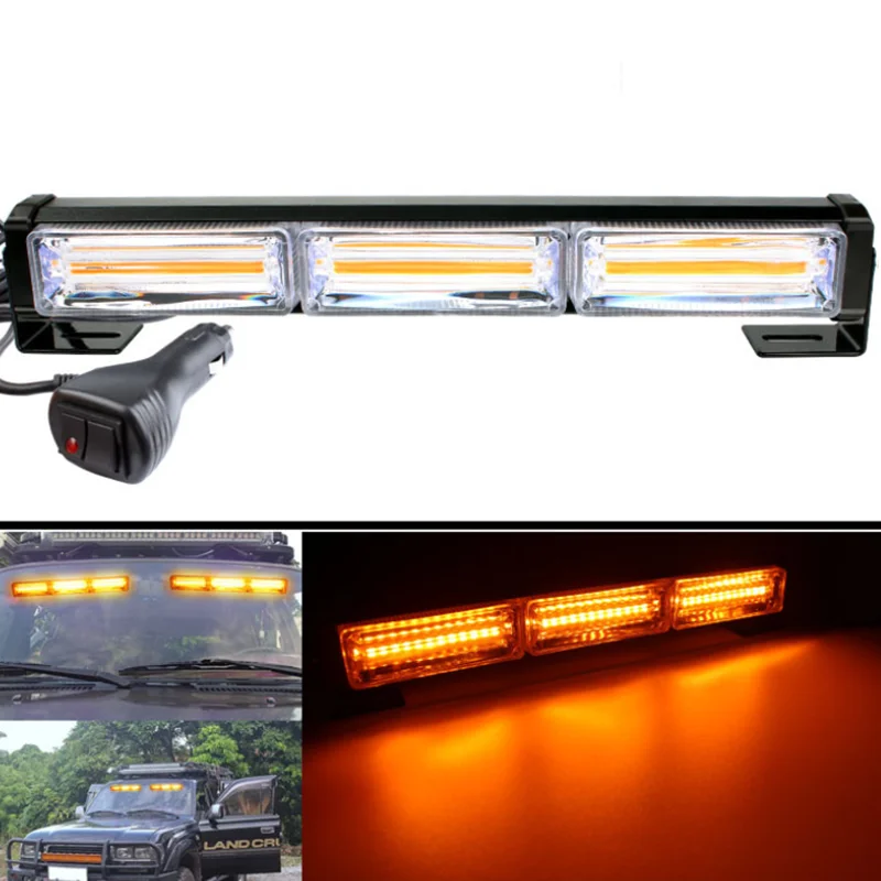 

54W COB LED Strobe Light Police Fireman Car Truck Flashing Emergency Warning Lights Yellow Red Blue Amber 12V 24V