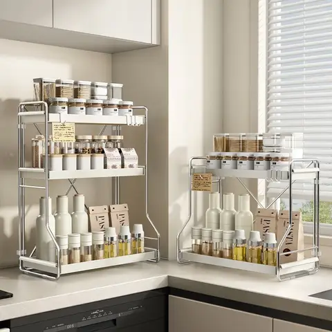 금속 양념 선반 주방 가정용 수조 오일 소금 소스 식초 보관함 크림 스토브 욕실 보관함