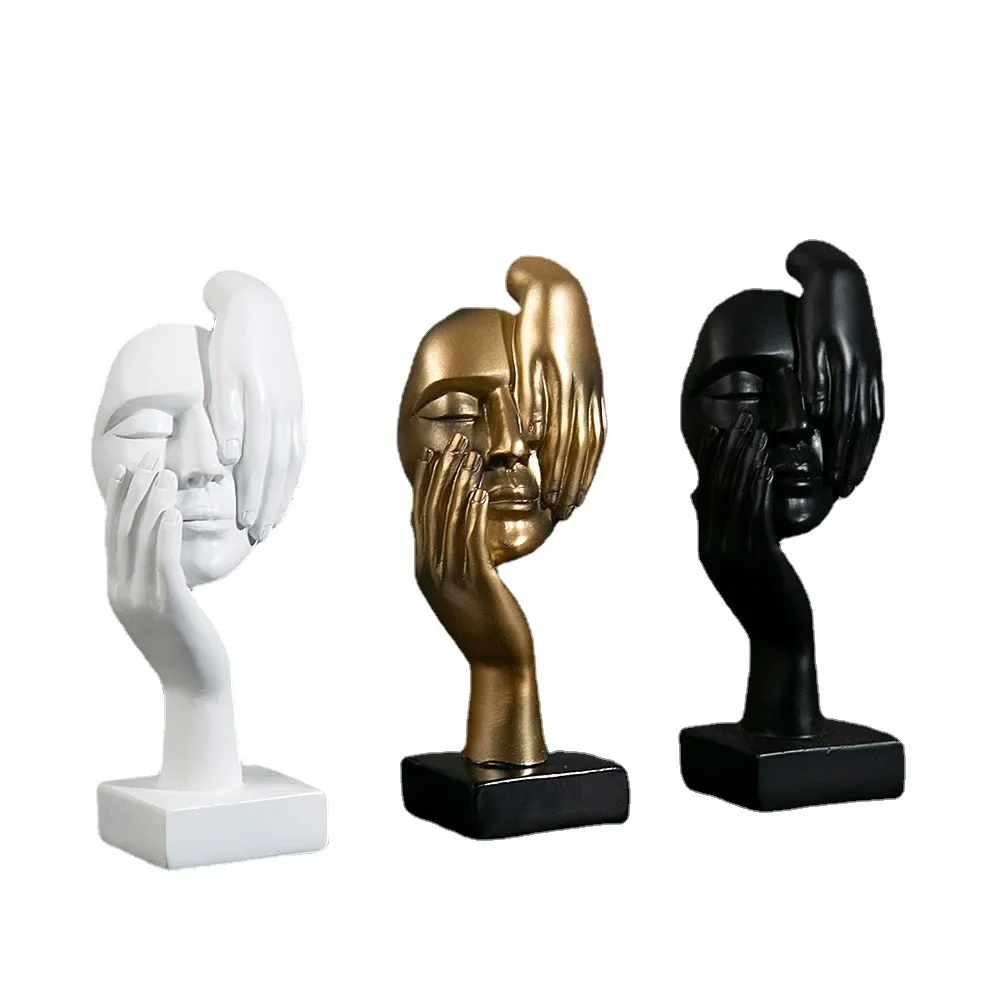 YuryFvna Resin Abstract Mask Statues European Miniature Figurines for Interior Home Office Desktop Figure Ornament Decor