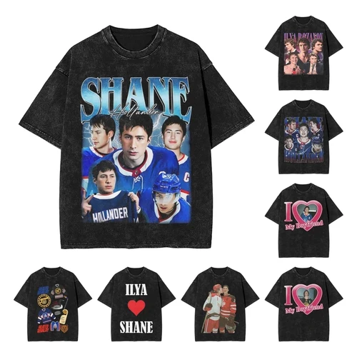 Camisetas Heated Rivalry Shane Hollander, camisetas de algodón lavadas Hudson Williams Retro para hombres y mujeres, camisetas gráficas de calle