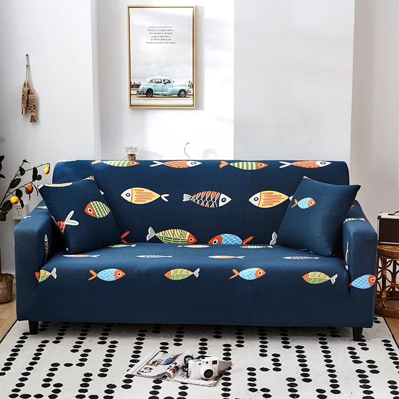1pc Geometric Printed Milk Silk Sofa Slipcover for Living Room Bedroom Dorm Room Non-Slip Adjustable Sofa Couch Cover Home Decor