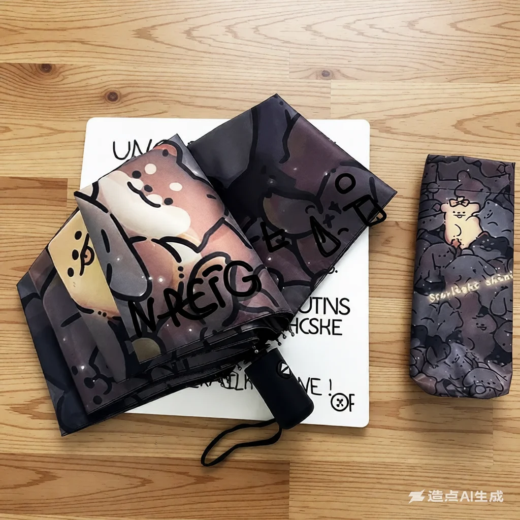 

Premium Ins-Trendy Shiny Puppy Umbrella - Auto Fold UV Protection, Fashion Women’s All-Weather Parasol