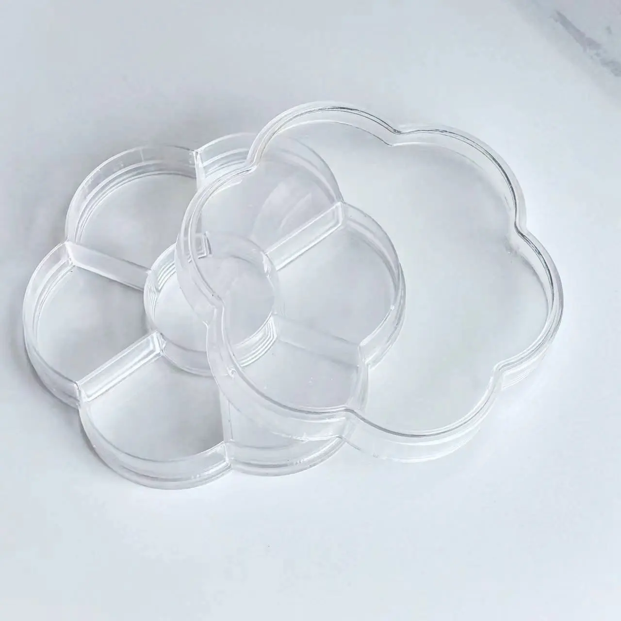 Flower Shape Clear Plastic Beads Charms Display Box Storage Case 7 Grids Small Items Sorting Container Practical Organizer