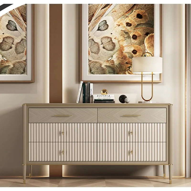 

American light luxury solid wood six-chest bedroom modern simple living room decorative chest drawer locker
