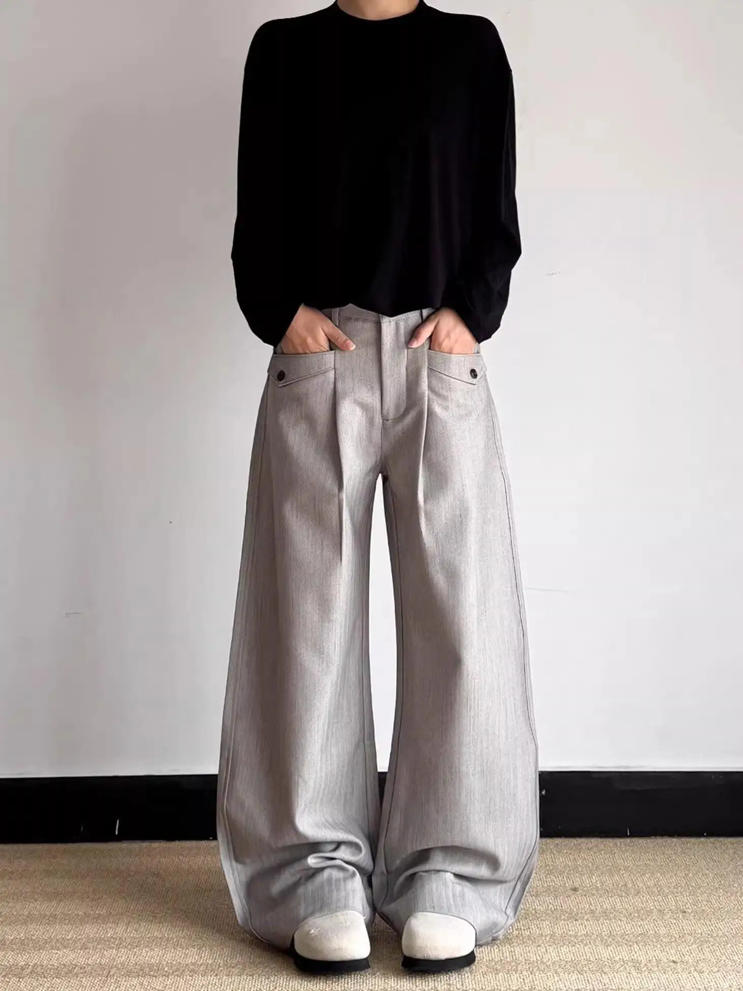 

Американские ретро-брюки свободного кроя унисекс, повседневные брюки для работы и отдыха, с высокой талией, свободного кроя, винтажные, в стиле кэжуал