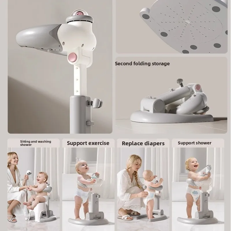 Przenośne, antypoślizgowe stojaki do kąpieli dla niemowląt w kształcie kaczki, pomocnik pod prysznic z regulowaną długością, samodzielnie stojące do kąpieli stojącego dla maluchów.