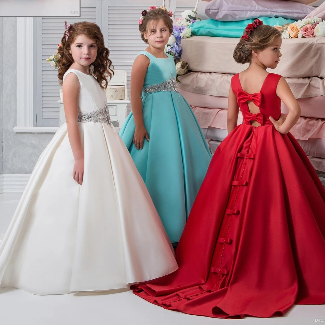 Wedding Party Dress Flower Girl Dress Princess Girl Birthday Dresses Fashion Girl Vintage Dresses