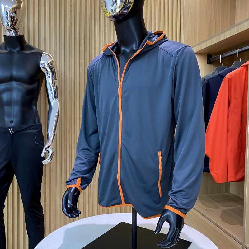 

Qui Dry Breathable Me Outdoor Sports Jaet Men's Spring Summer Anti UV Clothes Stand Fit Long Sve Hooded Jaet