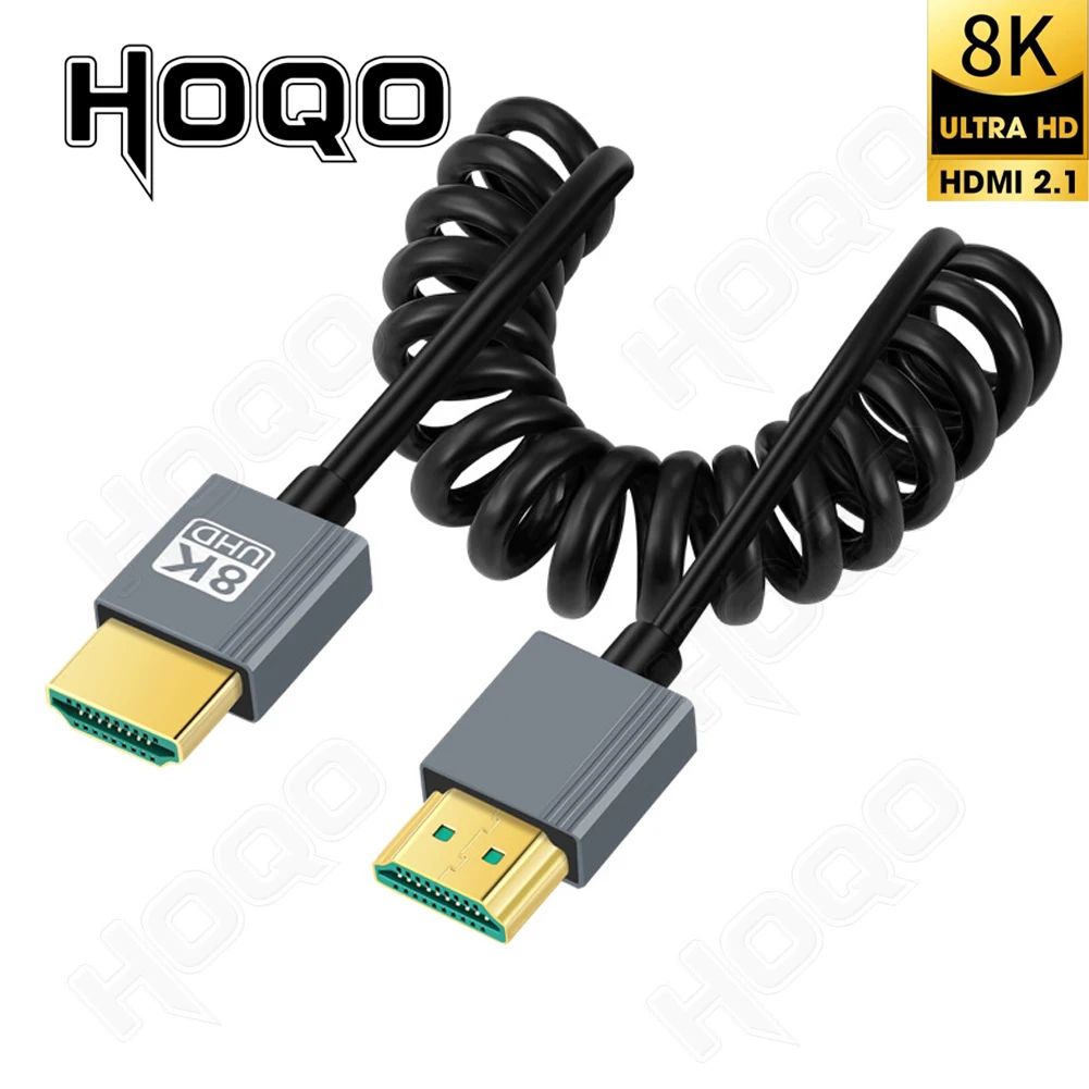 8K HDMI 2.1 Spring Cable 1M Mini Micro HDMI Stretch Spring 8K 60HZ Curl Flexible Cord for PC Phone Tablet Camera DV Monitor HDTV