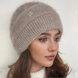 1pc Knit Hat With Lining, Women's Warm Ear Protection Winter Hat, Fashionable All-Match Design Suitable For Daily Wear And Skiin